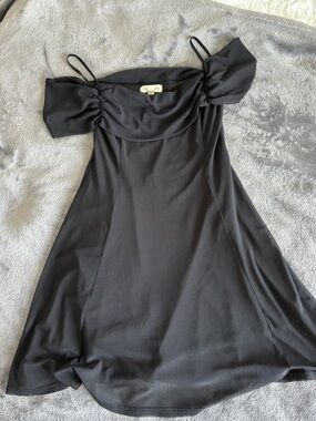See You Monday Black One-Shoulder A-Line Dress